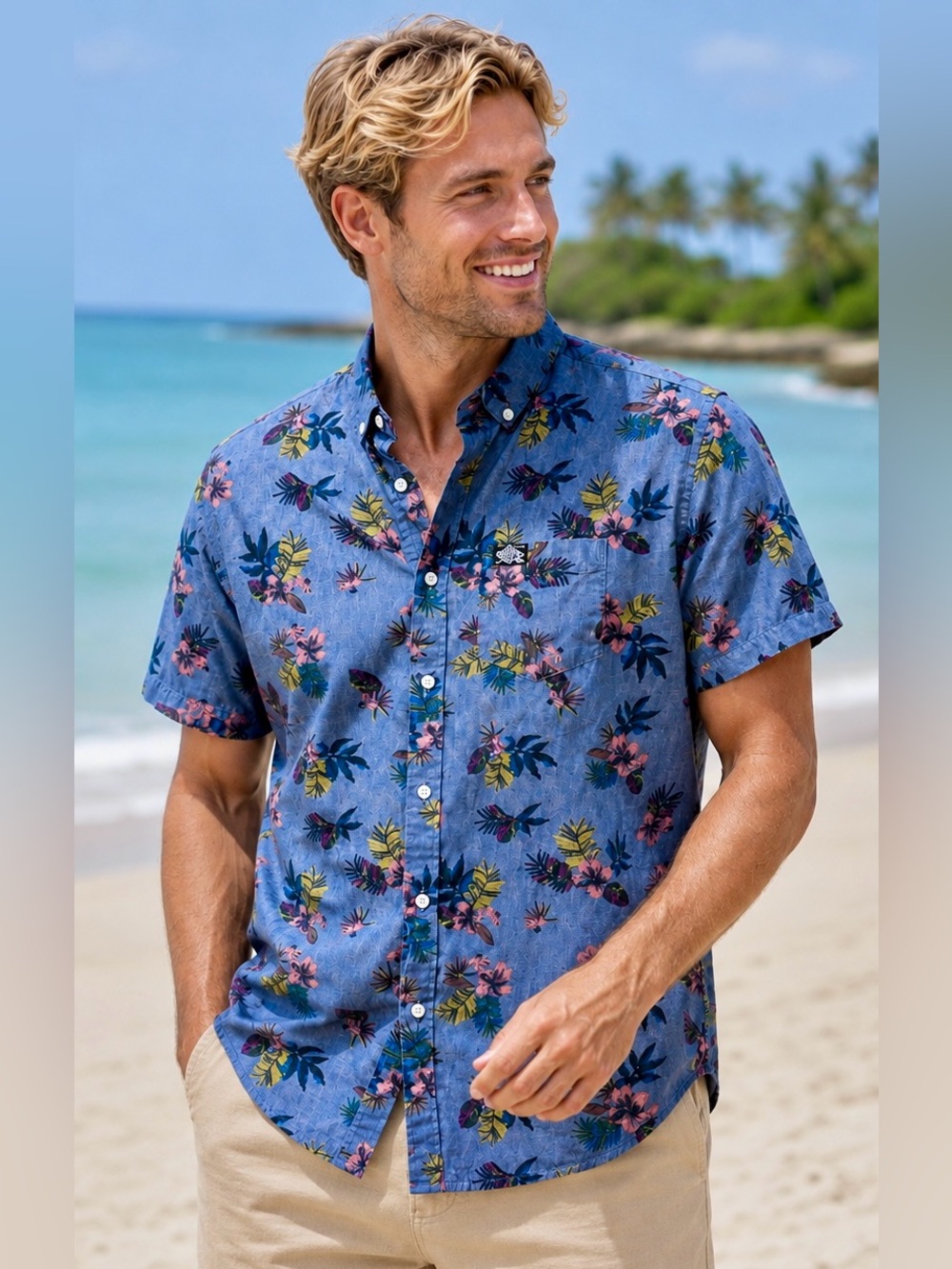 Superdry Vintage Shirt Store Floral Button-Up Shirt – Men’s L Boho Beach